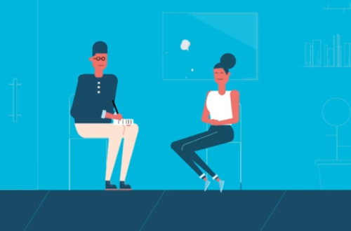 illustratie met twee mensen die praten